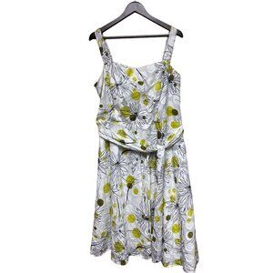 Jessica Howard White Floral Smock Back Sleeveless Summer Sun Dress Women's 20